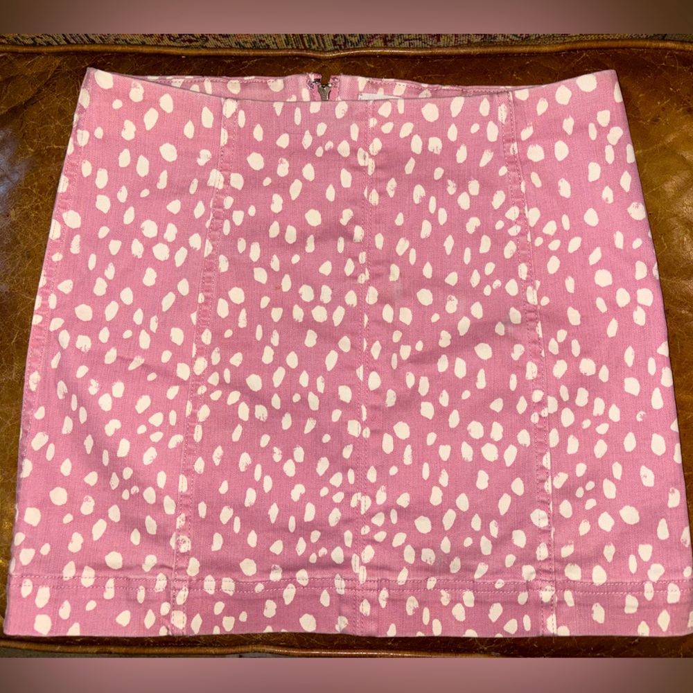Jolt Denim Skirt Pink Polka Dot